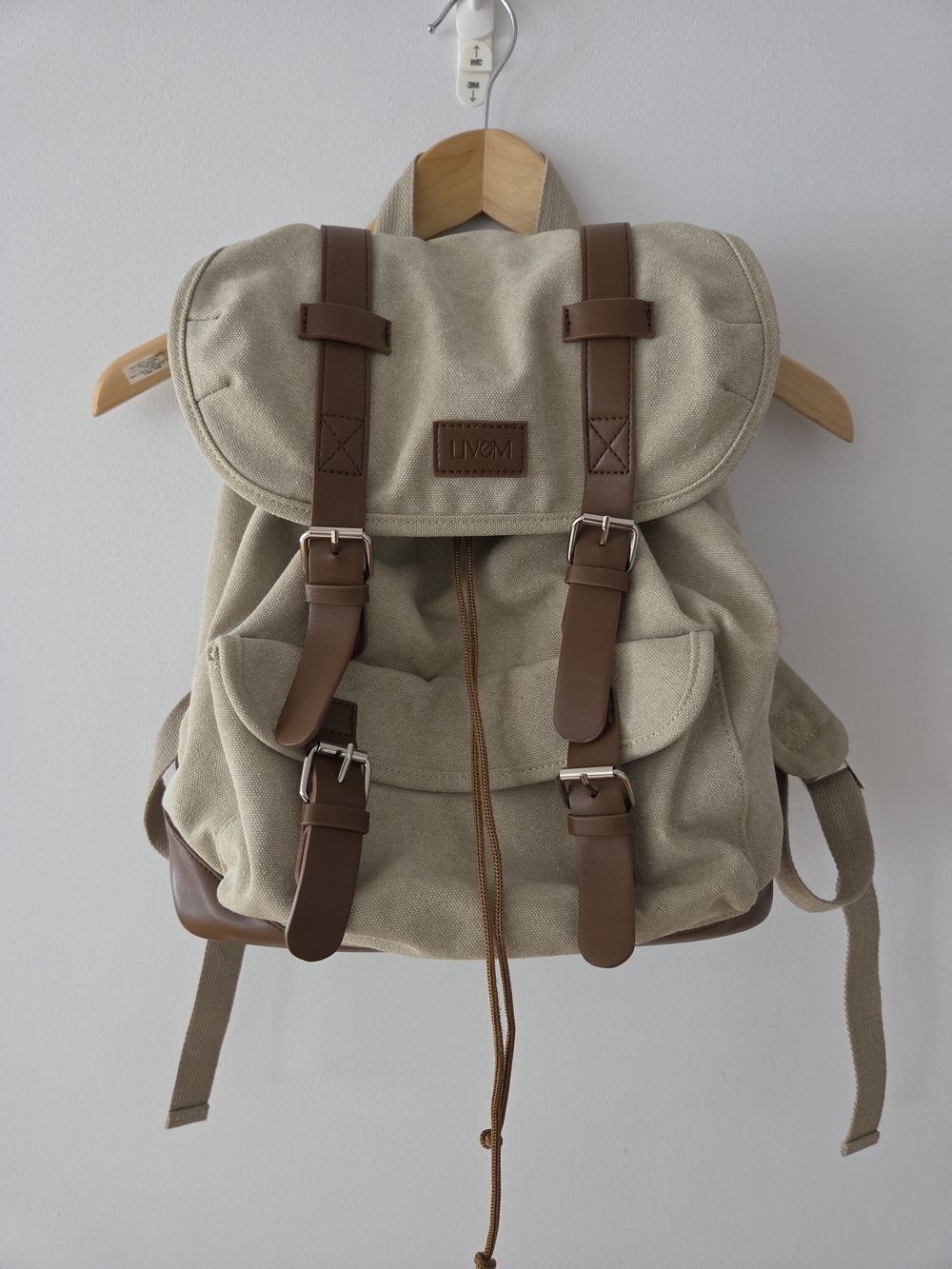 LNWOT Livom Beige Canvas Backpack with Brown Accents - Women's Bag